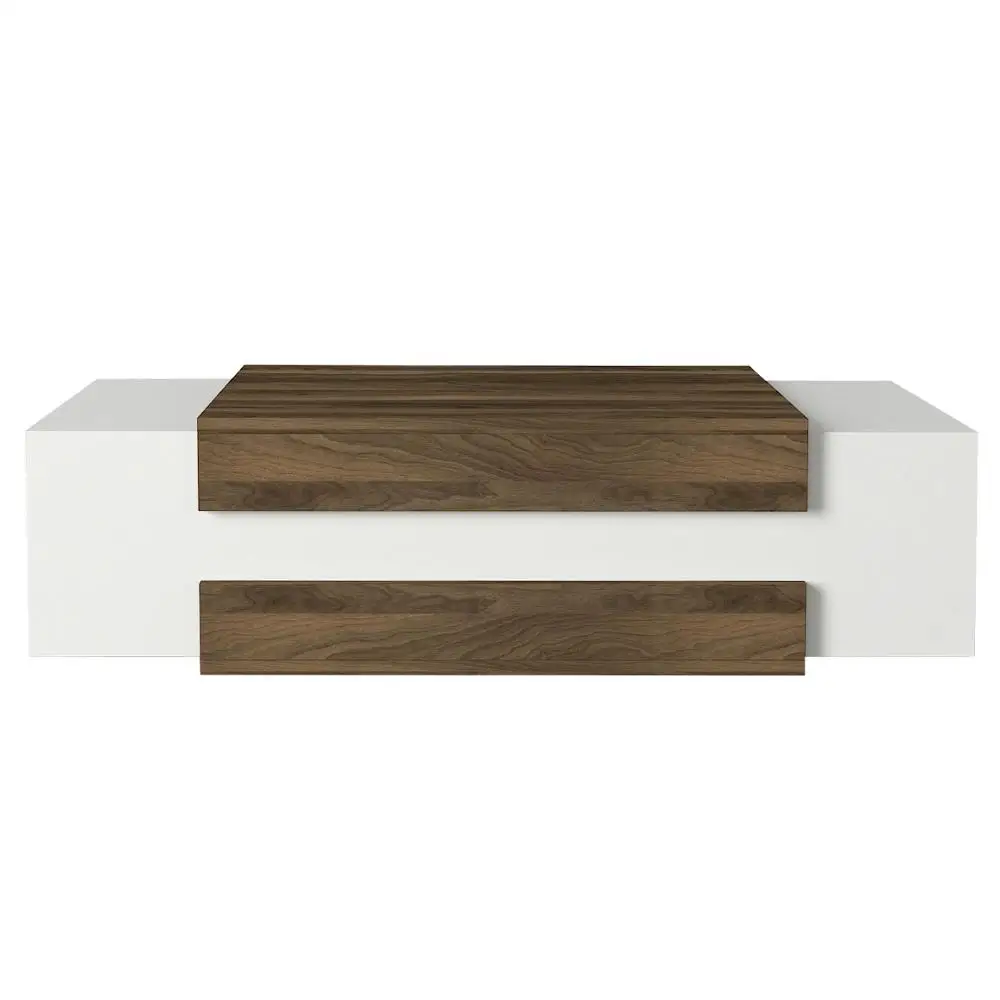 Nora Decorative Luxury Wood Coffee Table Design White Walnut Living Room Coffee Table