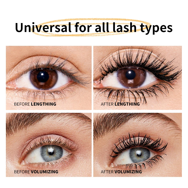 Mascara Voluming Waterproof Quick Dry Black Lengthening Mascara Brush Tube Eyelash Curling Thick Mascara Private Label