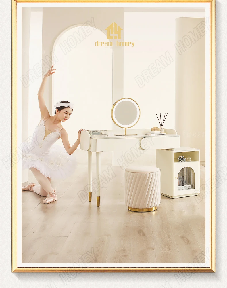 Multifunctional stretch Sintered stone bedroom dressing table withe mirror and drawers