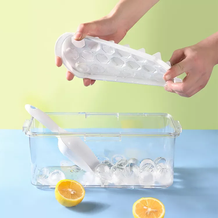 Amazon kitchen gadgets icecream tools 38 grids double layer ice cube tray mould with lid and spoon ice ball maker