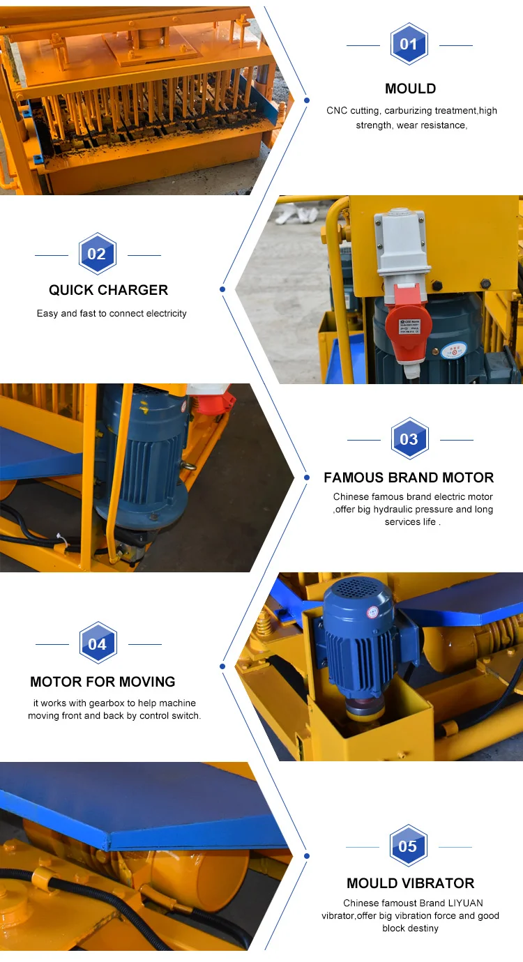 Qt40-3a Mobile Concrete Retaining Wall Block Molds 2000HZ Cinder Global 6.7KW 800kg Easy to Operate Sand 40s