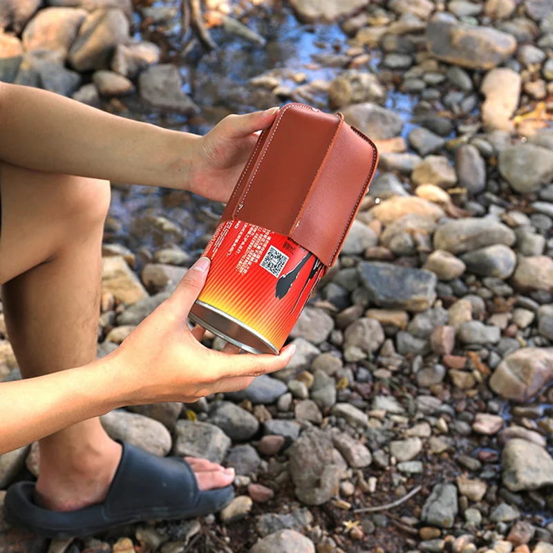 Custom Camping Gas Stove Cylinder Leather Cover Gas Tank Accessories Canister Propane Cylinder Protective Case