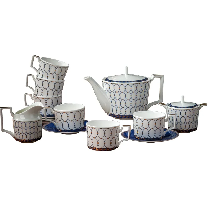 Wholesale royal bone china coffee cup European-style English afternoon tea cup set ceramic tea kettle set