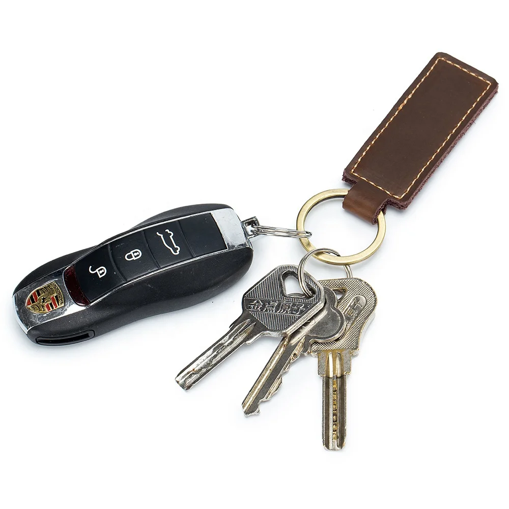 Keychain genuine leather pendant handmade retro Christmas Halloween small gift cowhide car keychain