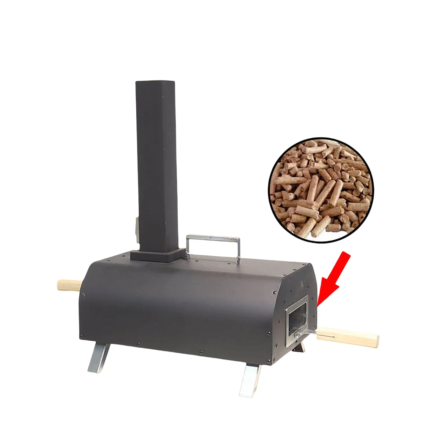 Wood Pellet Pizza Oven 11-Inch Portable Outdoor BBQ Grill with Built-in Thermometer
