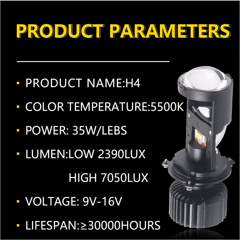 Factory New fashion Mini H4 35w 5500k Halogen & xenon headlight Super bright Car accessory led headlights