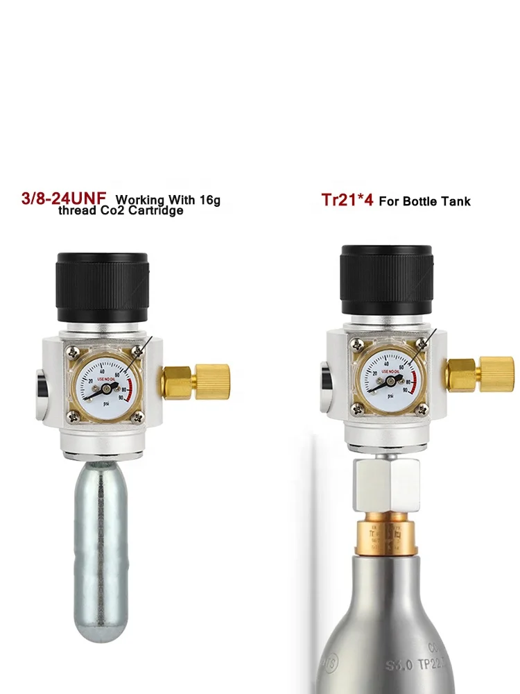 90PSI Mini CO2 Gas Regulator Carbonation Soda Water Pressure Reducing PipeThread Valve Adapter Homebrew DIY Accessory for Home