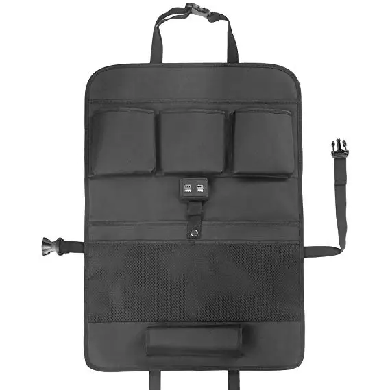 Wholesale Auto Car Seat Back Pocket Organizer with Tablet Ipad Holder 4 USB Ports for Cellphones car seat back organizer