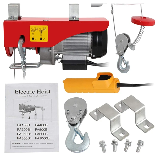 Electric Hoist 1320lbs Lift Electric Hoist 110V Mini Electric Winch Wire Cable Hoist Overhead Crane Lift with Remote Control