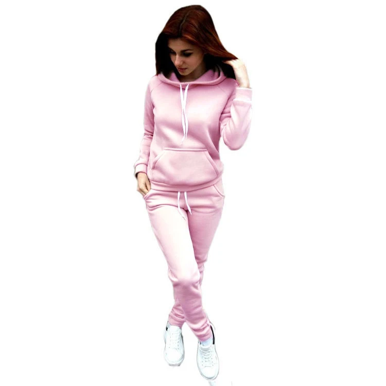 LLDRESS Wholesale Custom Athletic Wear Tracksuits 100 Polyester Hoodies 2 Piece Set women