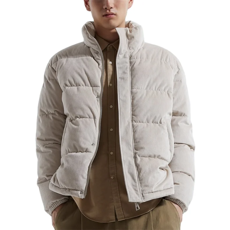 OEM plain lather puffer down bubble corduroy jacket for men