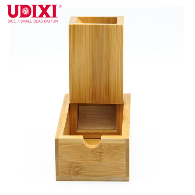 Udixi custom logo dnd bamboo wood dice tower and tray