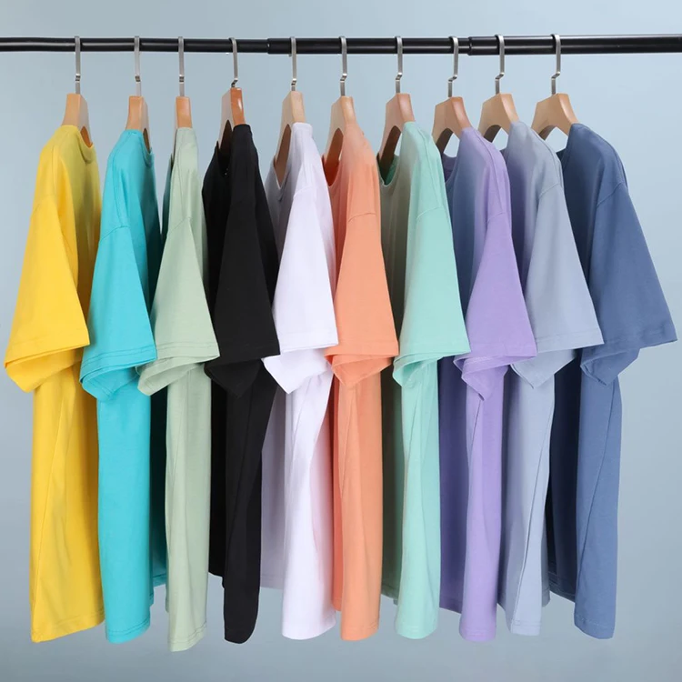 high quality custom print on demand logo embroidery design blank drop shoulder t-shirt