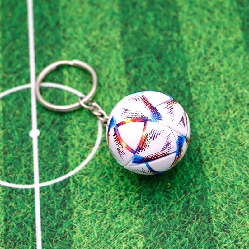 Custom wholesale 3D soccer ball key chains hard plastic ABS football keychain