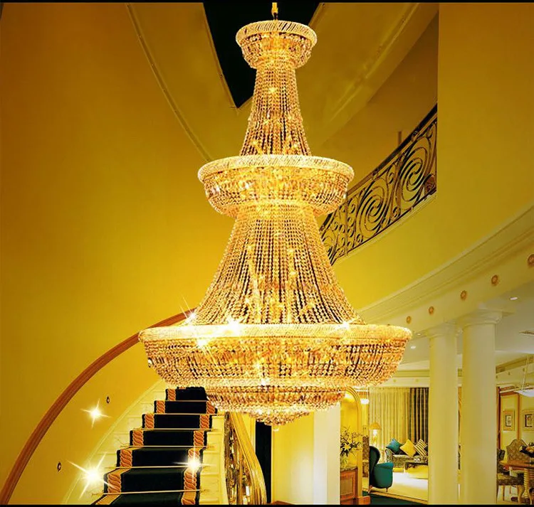 EEA Crystal Chandelier Pendant Light Hotsell K9 crystal chandelier gold pendant lamp hotel lobby lighting creative chandelier