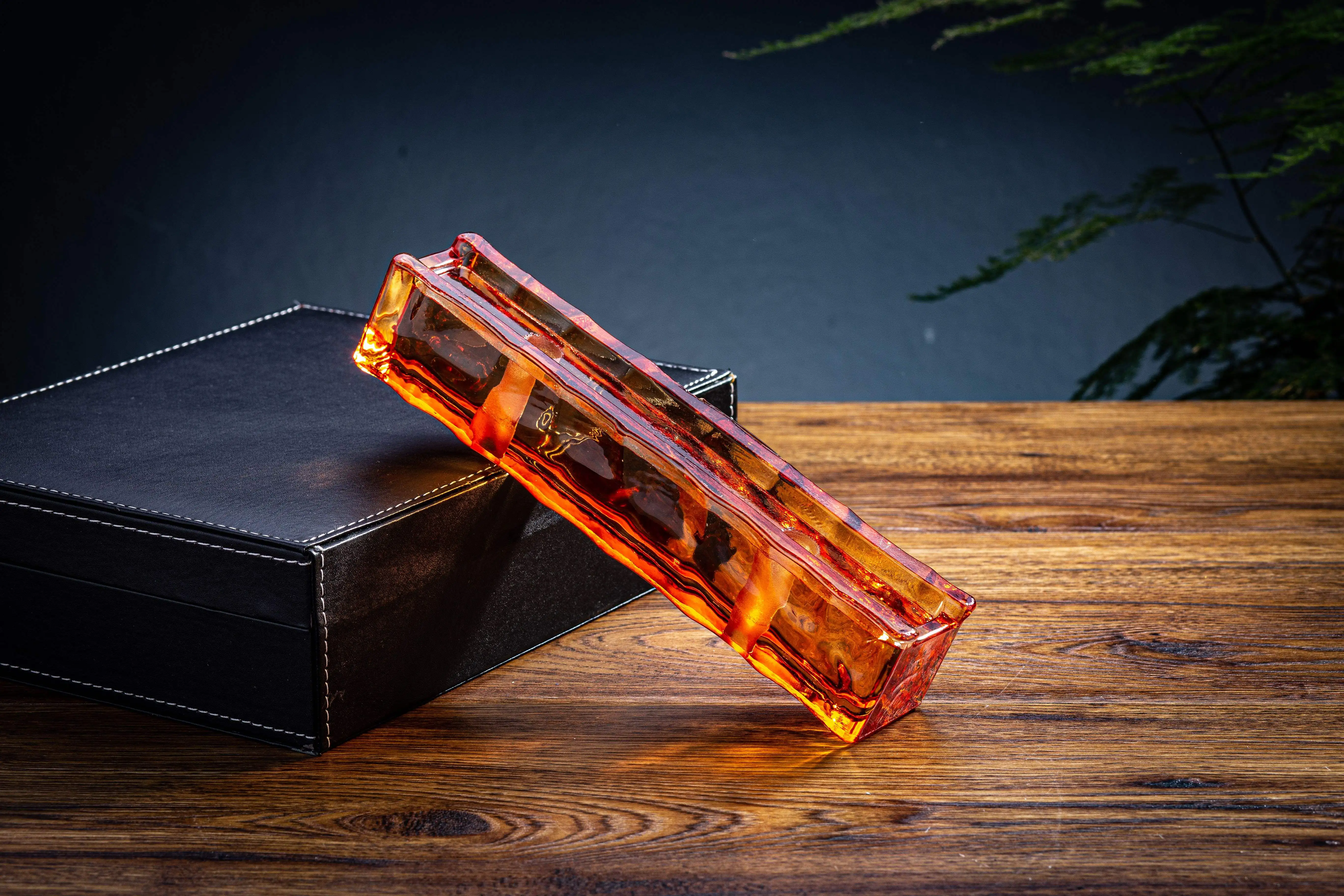 JYG 240x50x50mm Rectangular solid crystal glass brick with two holes for bar building decorative