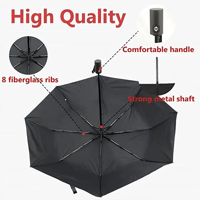 Wholesale good Quality Windproof Waterproof Auto Open Close Portable Folding Travel Xiaomi 3 Folding Umbrella with long handle