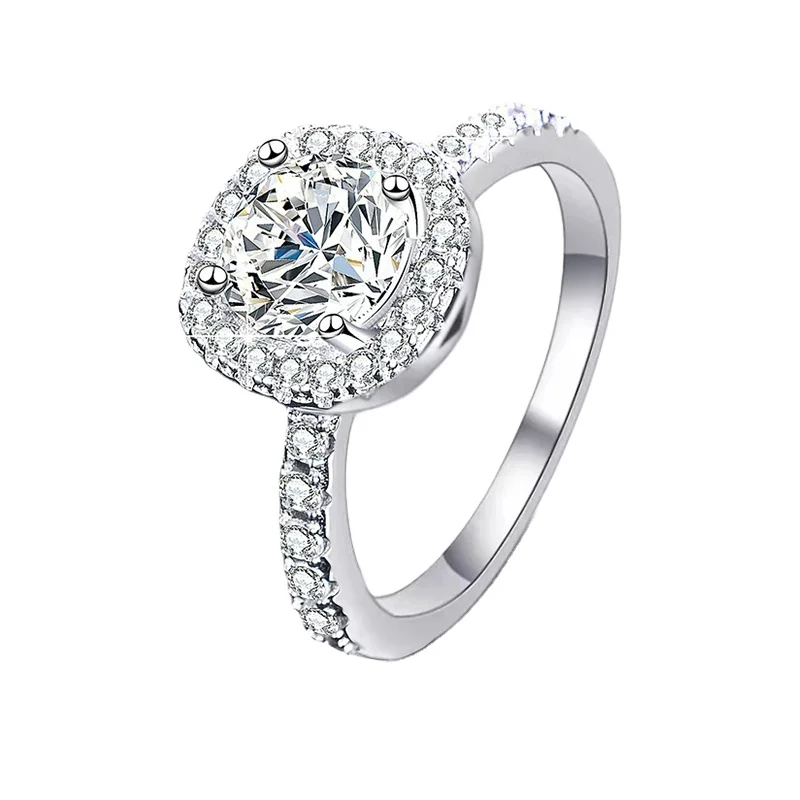 Moissanite Ring Jewelry 0.5-3CT Gemstone  Sterling Silver 925 Wholesale Manufacture Cheap Price Women Diamond Engagement Ring