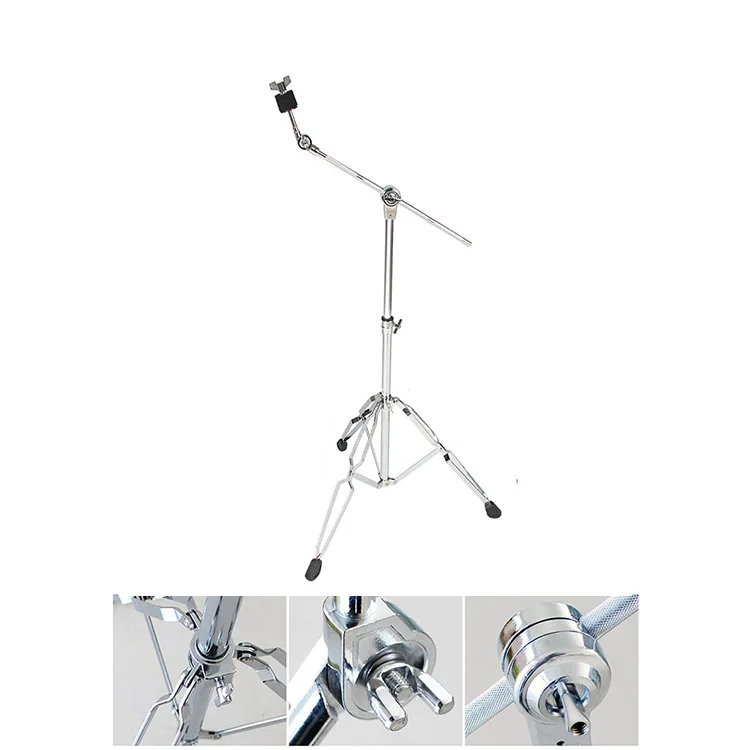 Adjustable Cymbal Stand Straight Boom Cymbal Stand Double Braced Legs Height Angle Drum-kit Cymbal Accessory with Rubber Feet