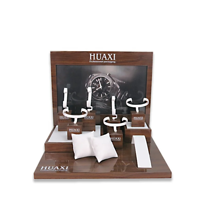 high glossy wood grains luxury wooden watch stand vertical watch display