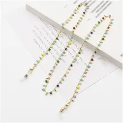 Necklace Pendant collier acier inoxydable bijoux Rose Quartz Enamel Pearl With Picture Cubic Zirconia Clover Resin Bead Necklace