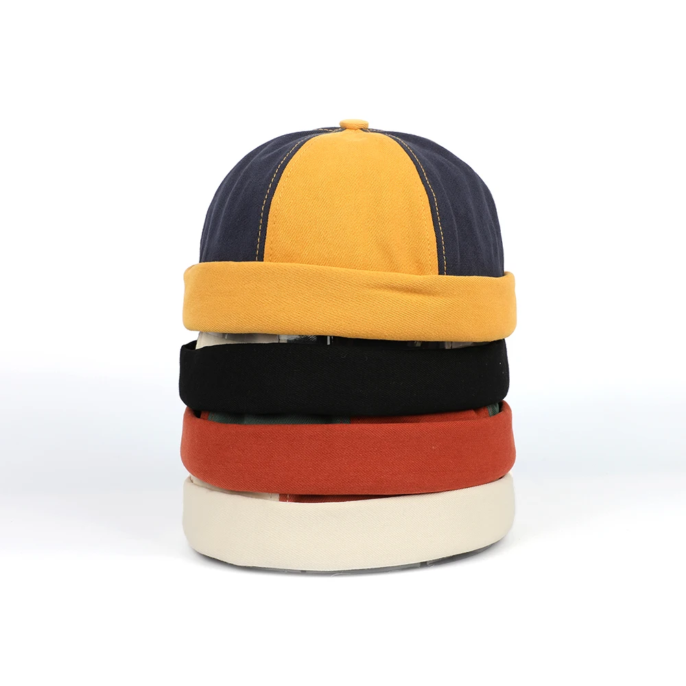 Custom Mens Retro Without Visor Brimless Cap,Visorless Docker Sailor Hat,No Brim Dome Melon Landlord Caps