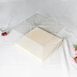 6 8 10 12 Inch Square High Wedding Transparent Acetate Plastic Tall Clear Cake Box Packaging With Lid Handle 10 x 10 x 6