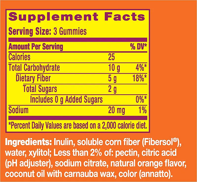 Oem Odm Orange Flavor Prebiotic Plant Fiber Gummies Fiber Well Gummies Supplement For Adults Intestinal Digestion