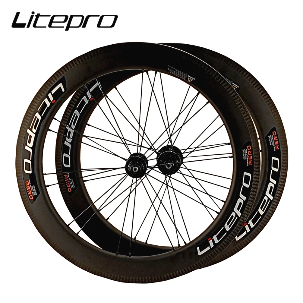 Litepro AERO 50MM Carbon Fiber Wheels 20Inch 406 451 349 V Disc Brake 11 Speed Wheelset Folding Bicycle Sealed Bearing Rims