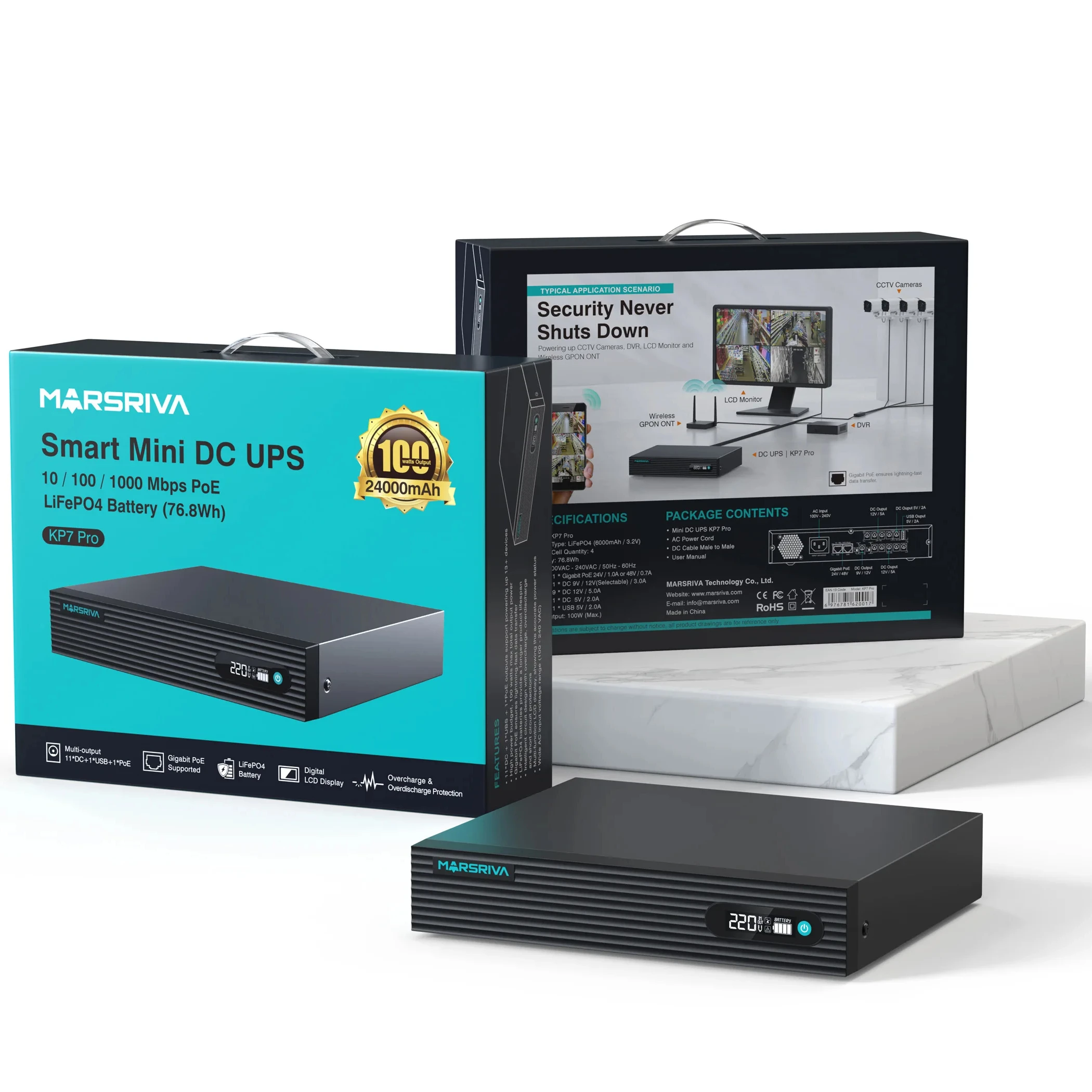 MARSRIVA 24000mAh Lithium Battery online 9V 12V 15v 24v 48V with PoE Mini DC UPS kp7 for wifi router