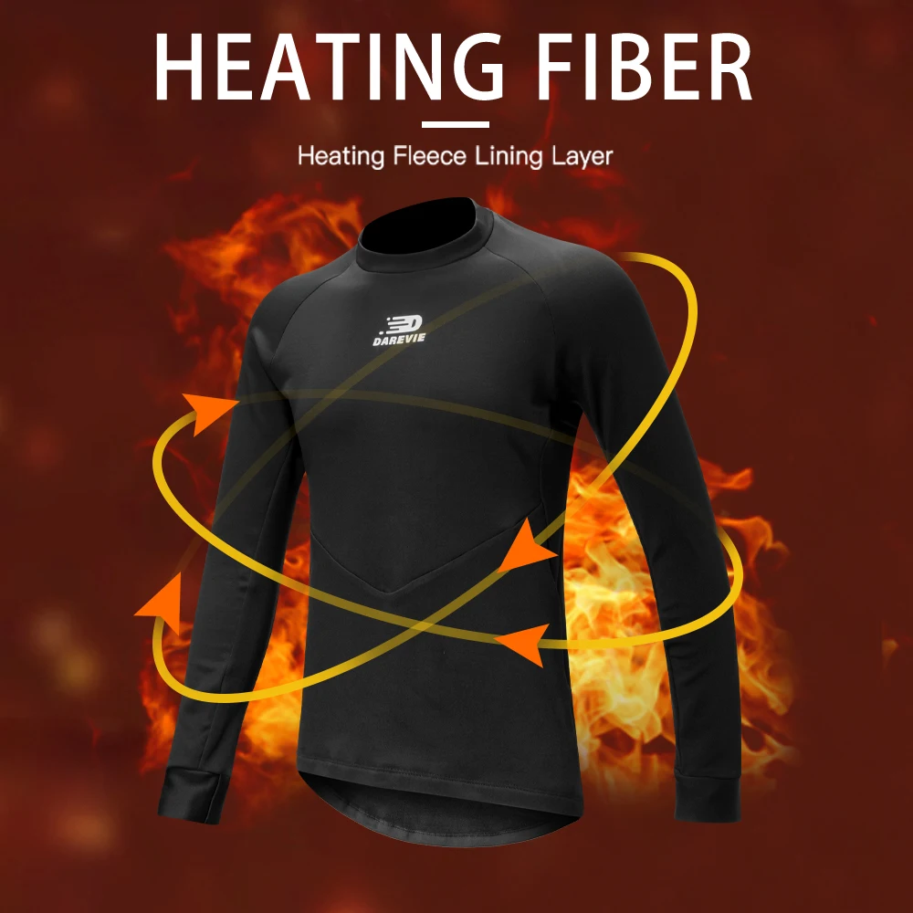 Darevie Winter Compression Cycling Long Sleeve Base Layer Quick Dry Men Thermal Bicycle Base Layer