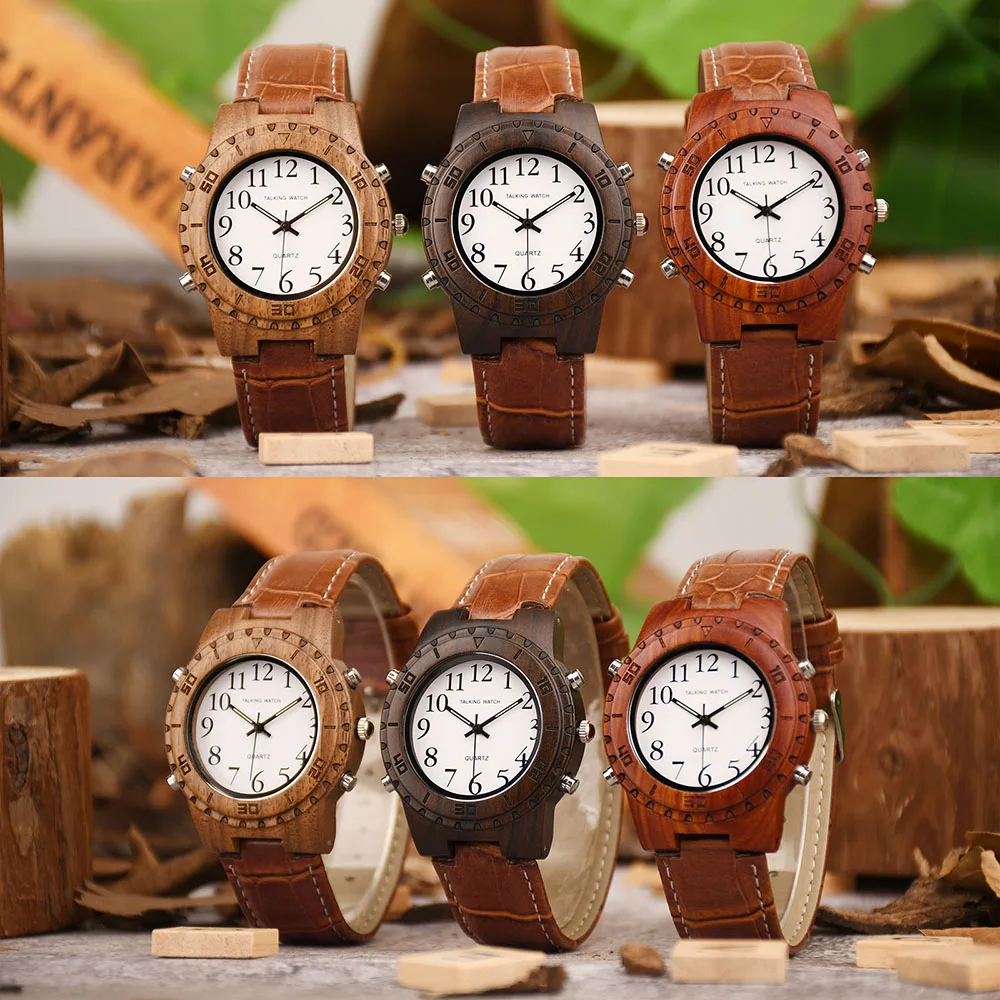 Languages customized talking watches Japanese movement English quartz talking watch for blind people