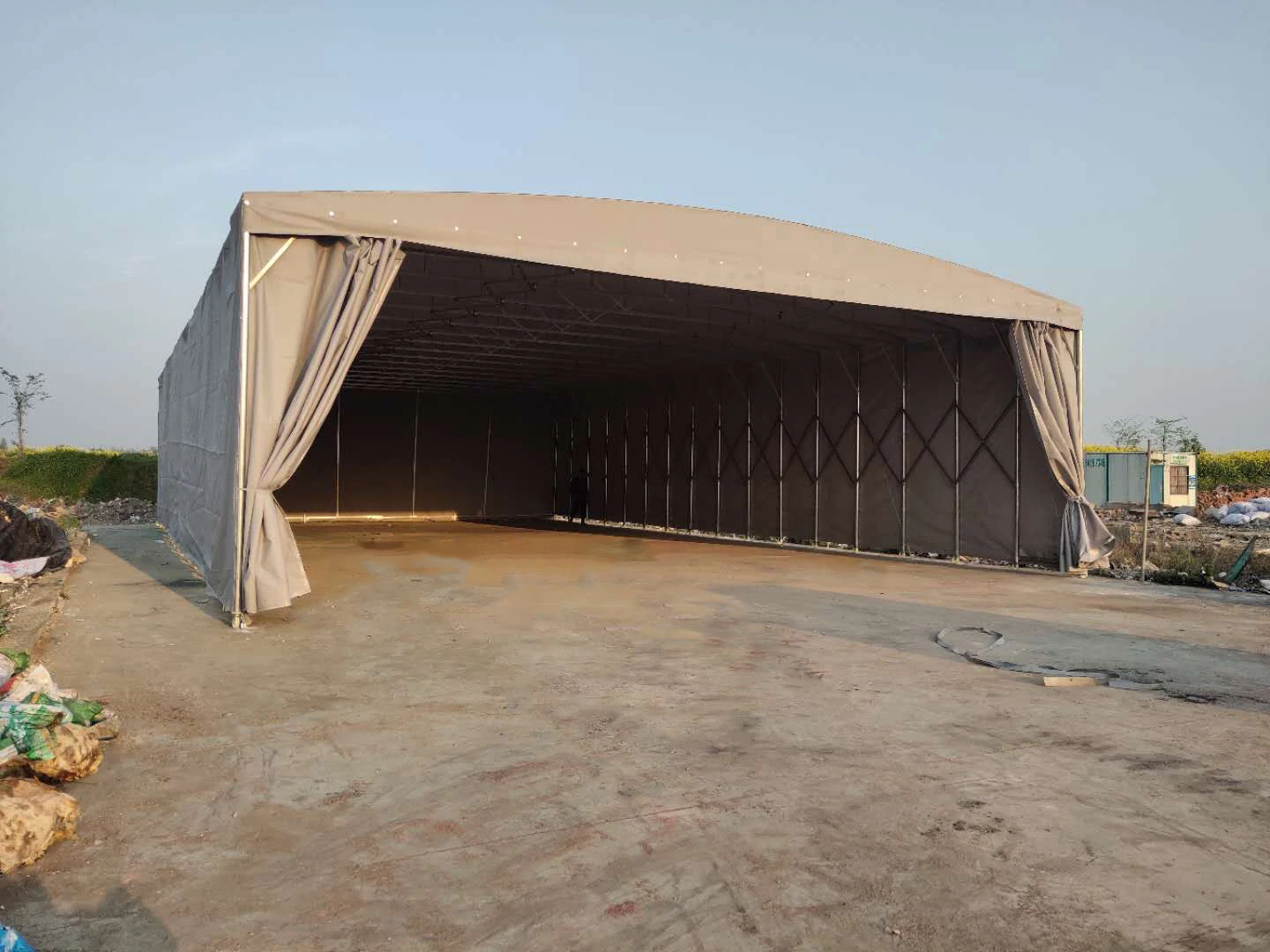 100% polyester pvc coated tarpaulin for out door shade, awning, Sliding canopy