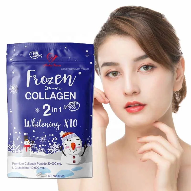 Wholesale Frozen Hydrating Collagen 2 in 1 whitening capsule for anti age skin Glow Lightening Vitamin C herbal