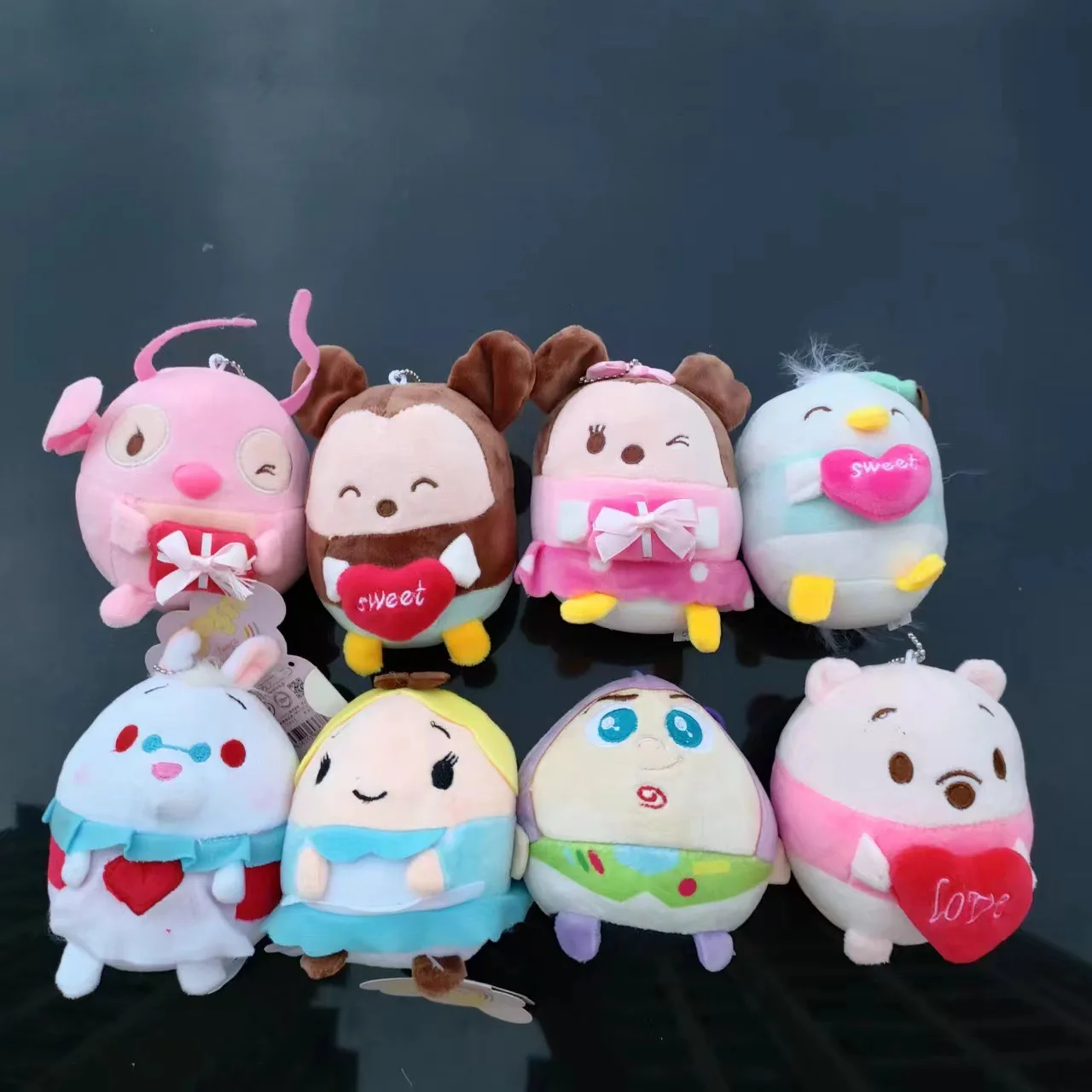 Hot Claw Machine Toys Stitching Winnies Mickeys Pendant Stuffed Plush Mix Stuffed Toys With Keyring Wholesale