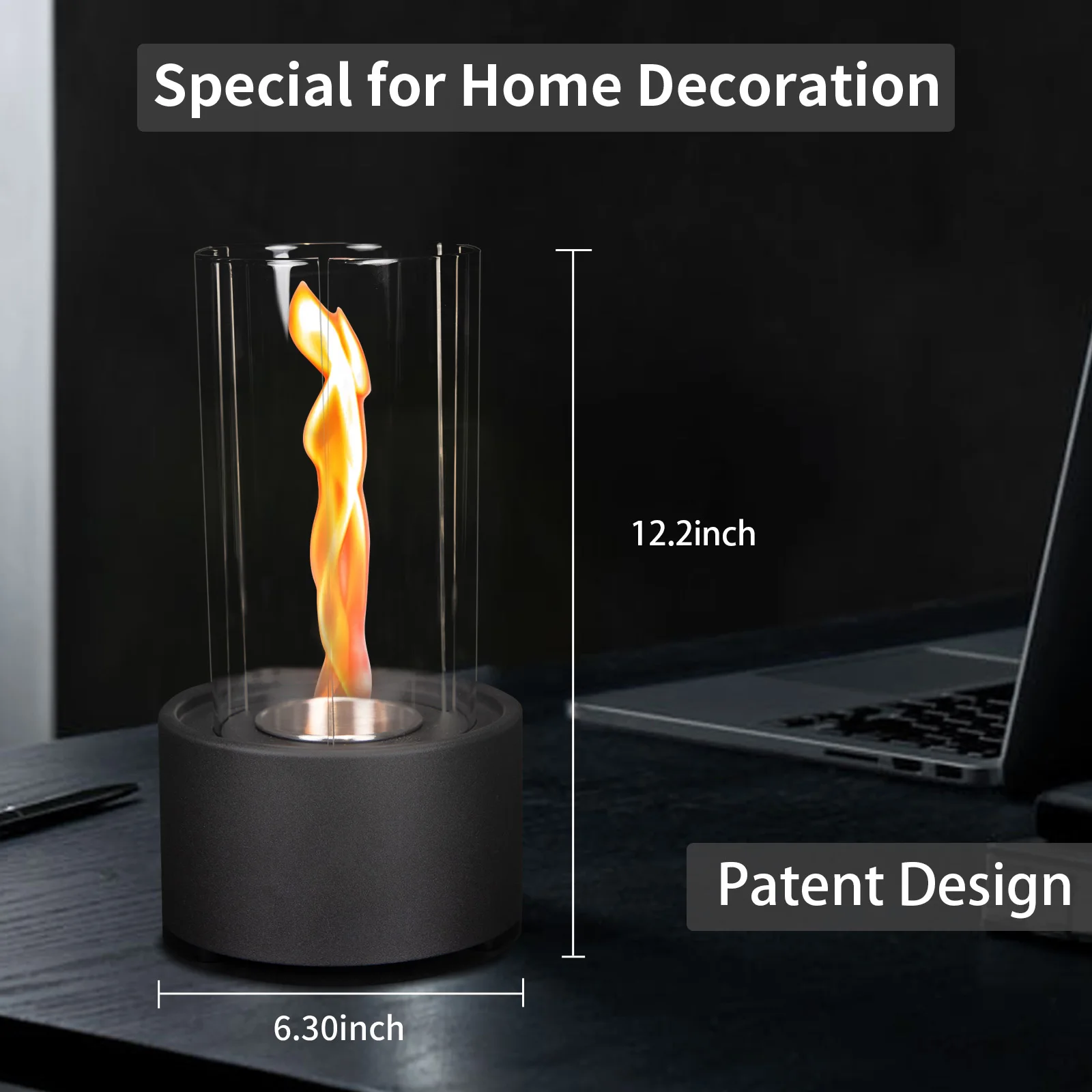 Indoor Table Top Fire Pit Metal Ethanol Fireplace with Bioethanol Burner Spin Fire & Tornado Fire Pit Features