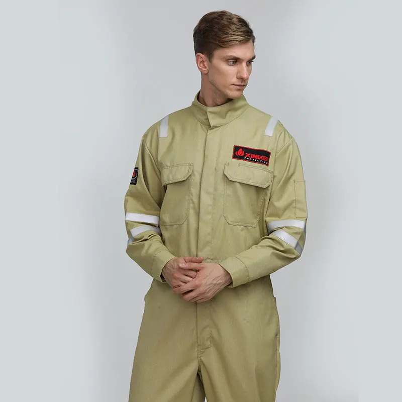 Eco-Friendly Reflective FR Coveralls Anti-Static Fireproof Work Clothing for Mining Breathable Heat Resistant Aramid
