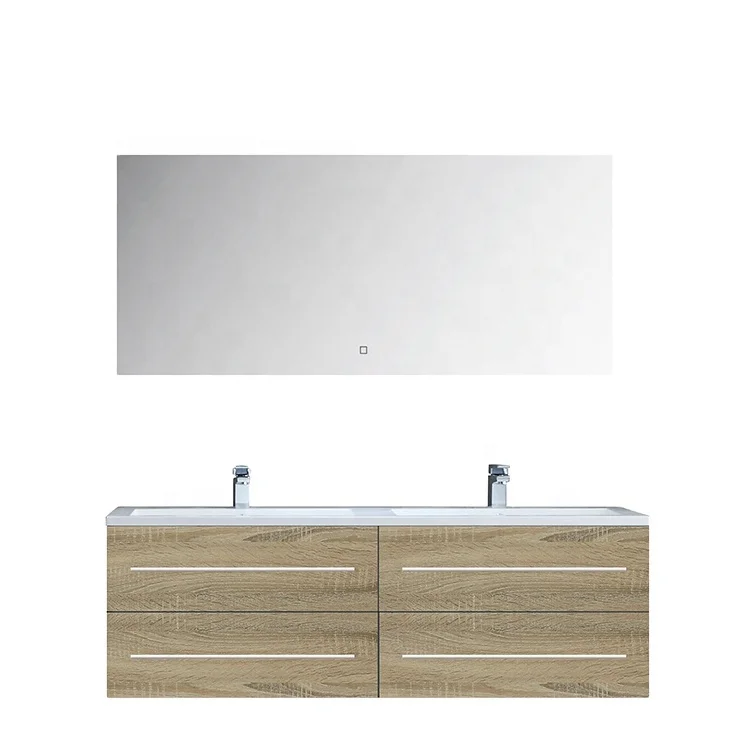 Hot sale Luxury Wall Mount Double Bathroom Mirror Vanity With Led Light Or Side Cabinets Double Sinks Washbasin Bathroom Cabinet
