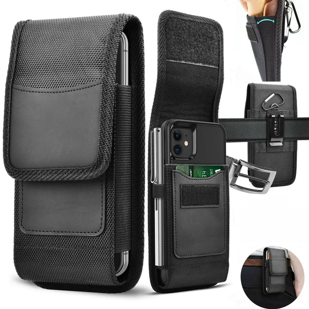 Card Slot Oxford Cloth Nylon Fabric Hanging Waist phone case Fanny Pack Black Belt Clip Pouch Case Holster Waist case