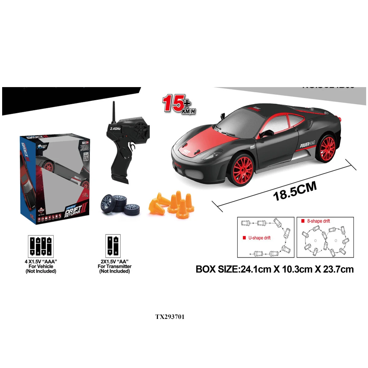 Simulation 2.4 GHz 1:24 Drift Returns Remote Control Racing Car speed   drive TPR wheels with LED light RC toy for kid
