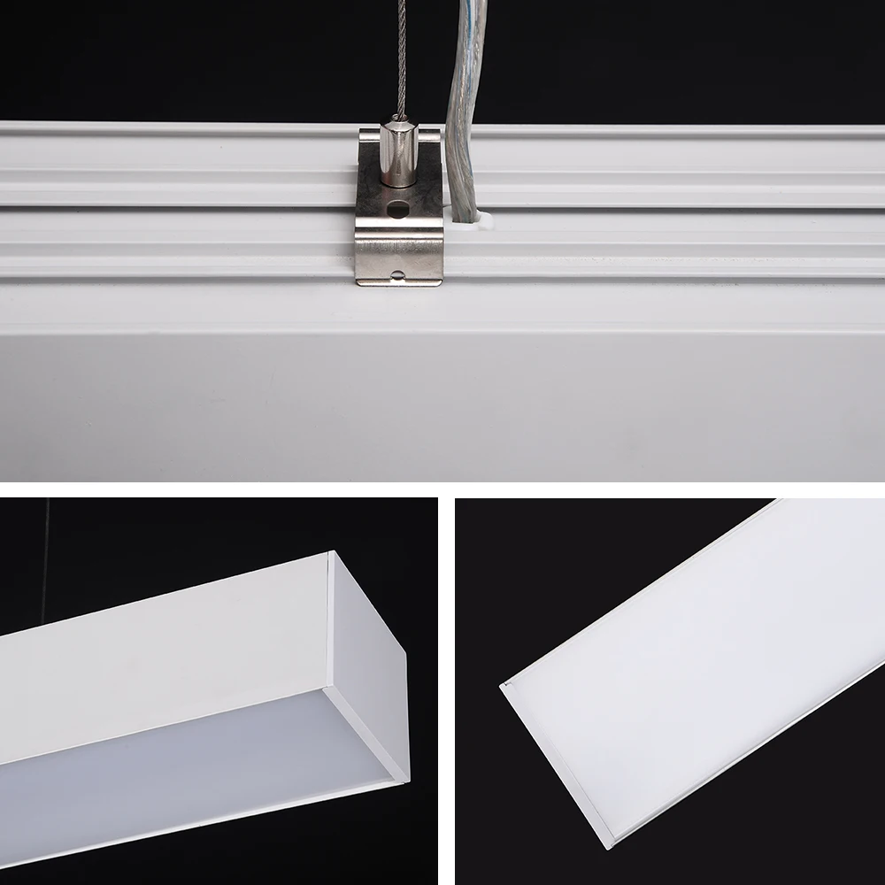 Modern Led Ceiling Chandeliers Lights White Black Body Creative Ceiling Chandeliers Trimless Led Strip Line Linear Light