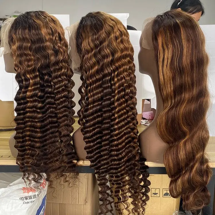 
Ombre highlighted wigs, 4/27 Highlight Color Lace Front Wig ,150 Density Brazilian 13x4 Straight Lace Front Ombre Wig 
