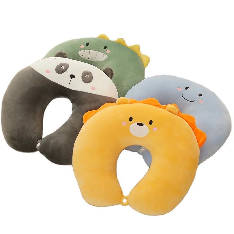 Creative cartoon animal u pillow dinosaur lion car neck pillow hot sale plush toys can be wholesale customized logo