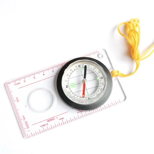 Map measure compass with magnifier