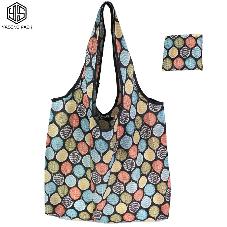 Recycle Nylon Polyster Rpet Foldable  Custom Logo Pattern Printing Shopping Packing Gift Handle Tote Bags