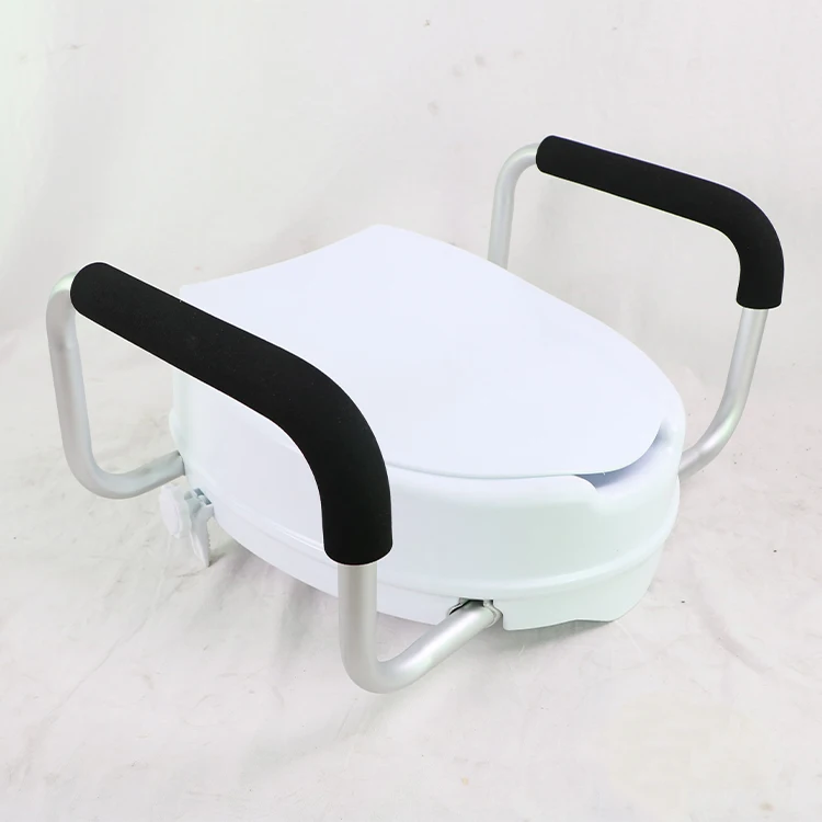SC7060D-4A Elder Homecare Safety 4 inch PP Durable Raised Toilet Seat with Detachable armrest and Lid