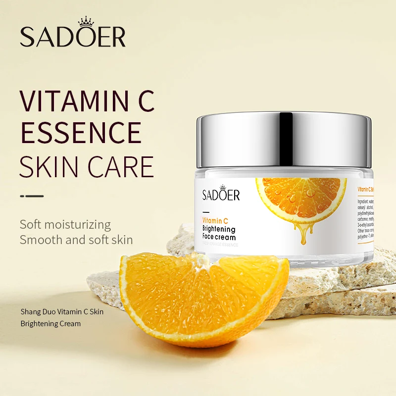 OEM ODM SADOER Natural Orange Serum Lightweight Nourishing Facial Creams Vitamin C Smoothing Whitening Moisturize Face Cream