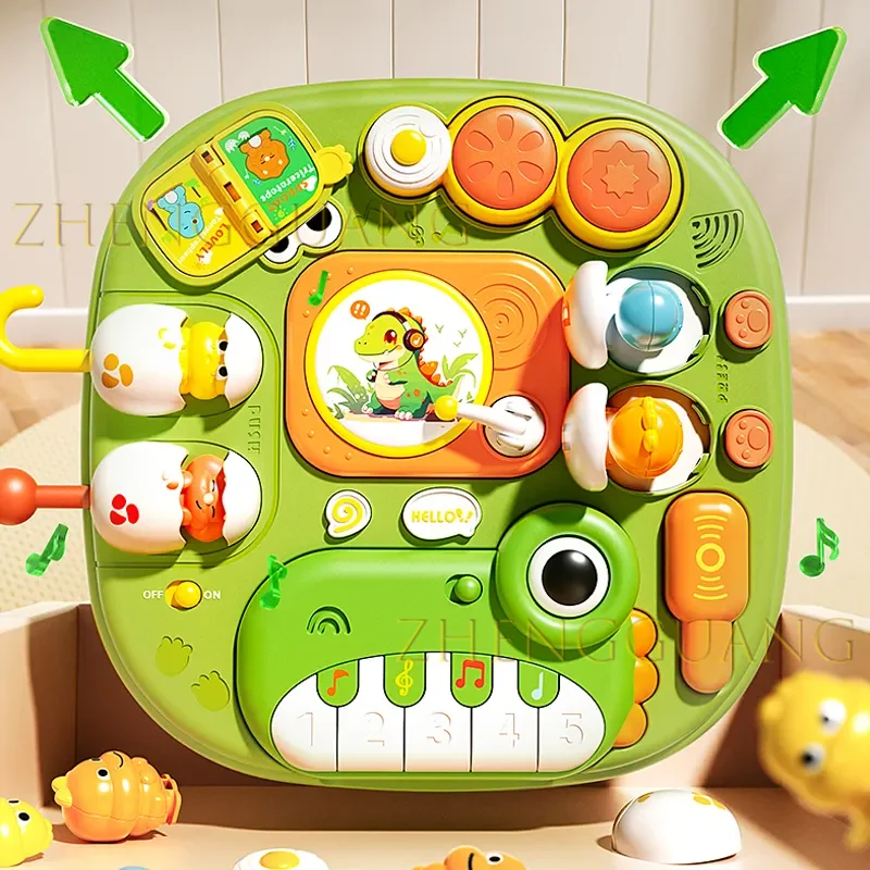 Zhengguang Multifunctional Dinosaur Piano Puzzle Game Learning Table Toys Baby Sensory Busy Board Montessori Toys for Toddler