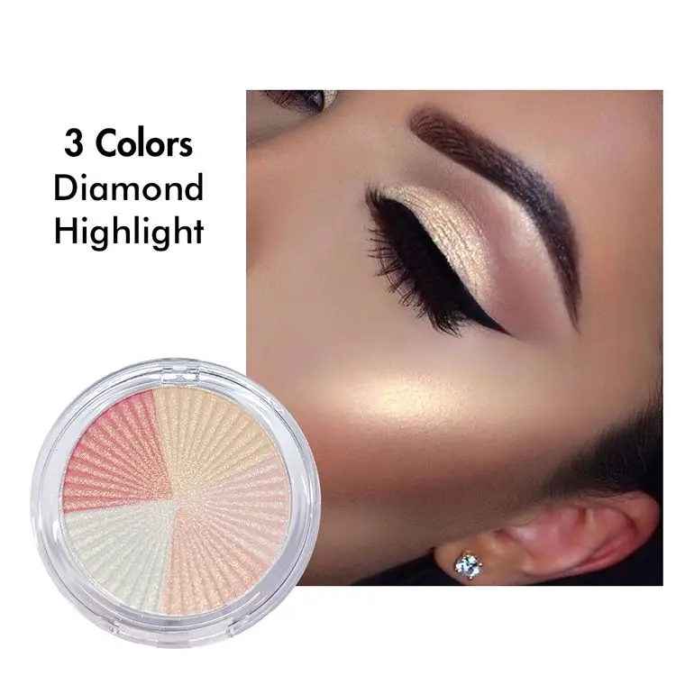 High Quality 5 in 1 Highlighter Cosmetic Design Own Private Label 3 Color Highlighters Cosmetic Shimmer Highlighter Palette