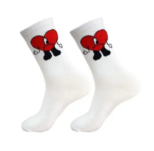 Custom Women Ladies Cotton Bad Bunny Heart Socks Smiley Slippers Socks Girls Soft Bad Bunny Socks